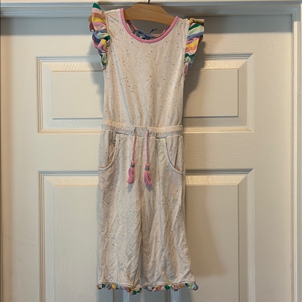 Matilda Jane Confetti Romper/Jumpsuit with Rainbow Ruffle Sleeves